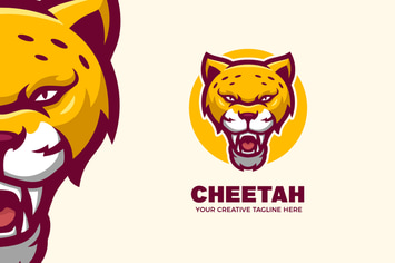Wild Cheetah Mascot Character Logo Template