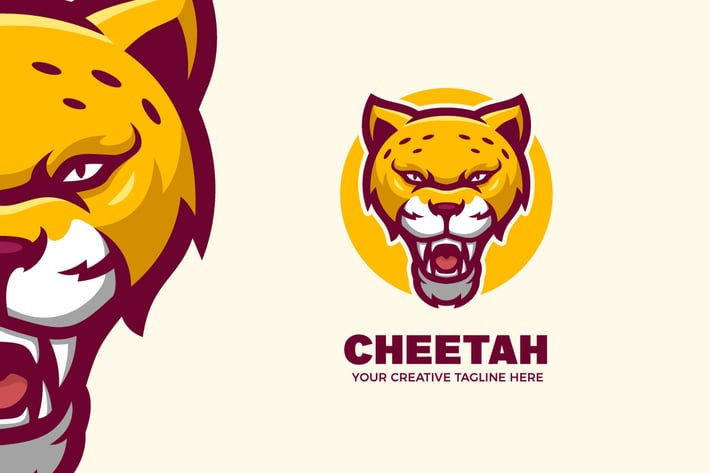 Wild Cheetah Mascot Character Logo Template