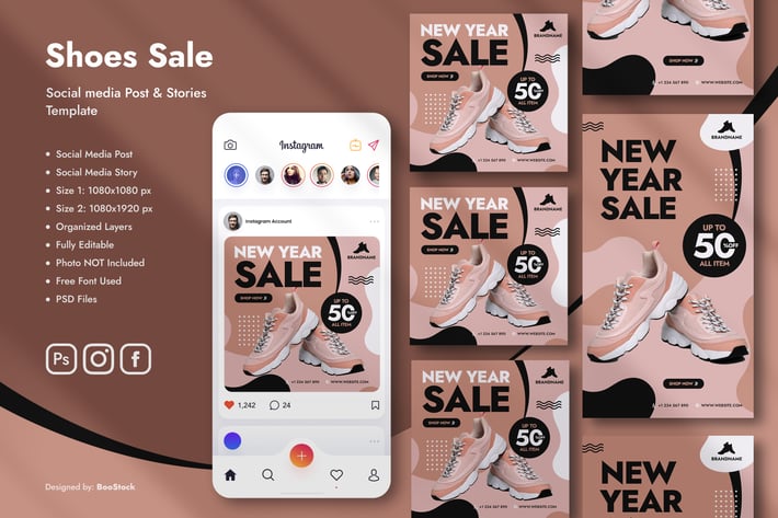 New Year Shoes Sale Social Media Template