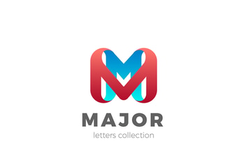 Letter M Logo design 3D Ribbon style