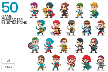 50 Game Characters Illustrations
