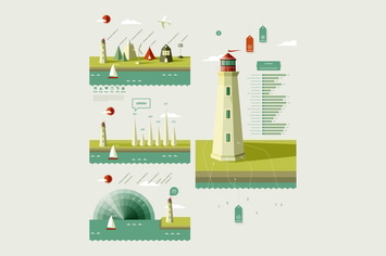 infographics elements with a lighthouse 