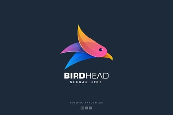 Bird Head Gradient Colorful Logo Template