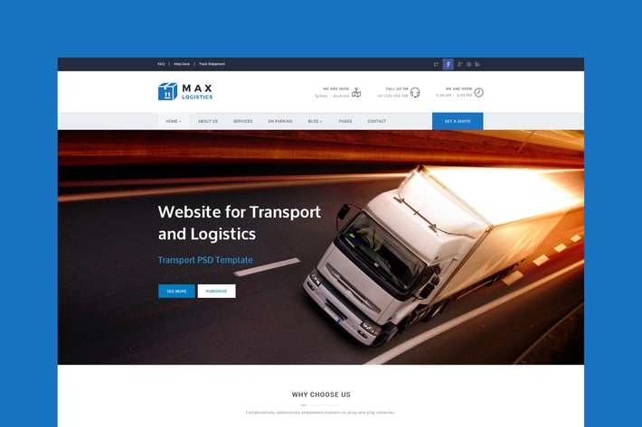 Max Logistics - Transport & Logistics PSD Template