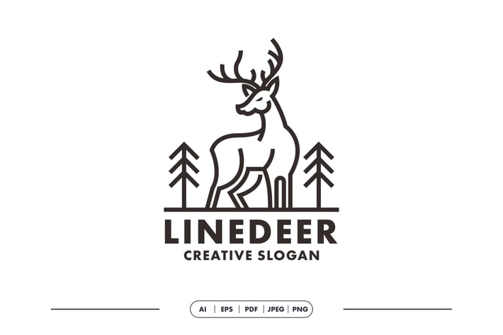 Deer Modern Line Logo
