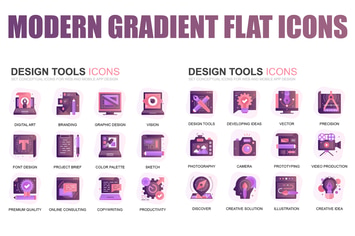 Modern Set Gradient Flat Icons