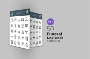 50 Funeral Line Icons