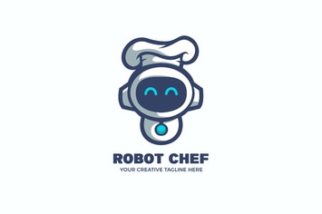 Robot Chef Cooking Cartoon Mascot Logo Template