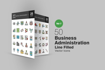 50 Business Administration Filled Line Icons