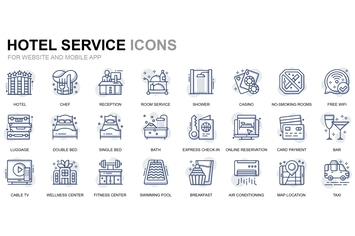 Hotel Services Thin Line Icons