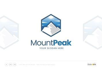 Hexagon Mountain Peak Logo Template