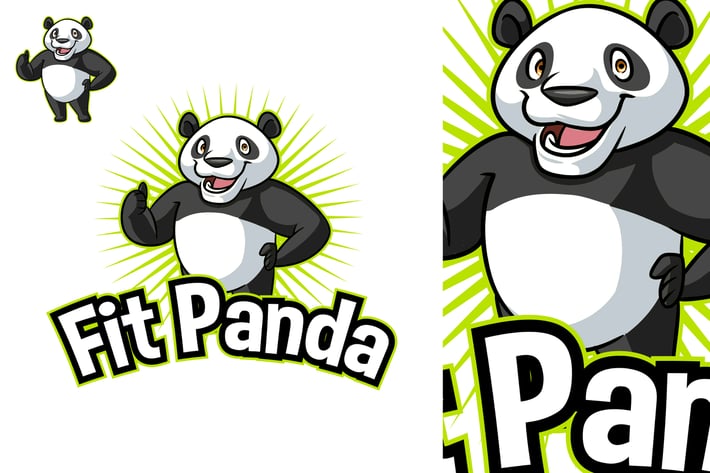 Fit Healthy Panda Mascot Logo