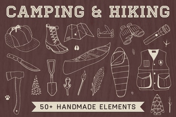Hand-Drawn Camping & Hiking Elements