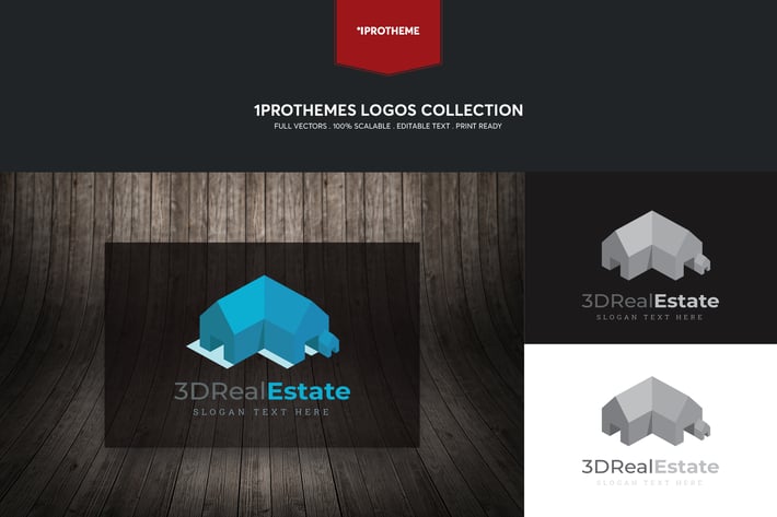 3D Real Estate Logo Template
