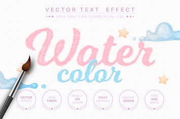 Watercolor - editable text effect,  font style