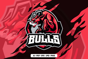 Raging Bulls Mascot Logo Template