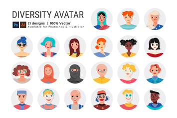 Diversity Avatar Illustrations Pack