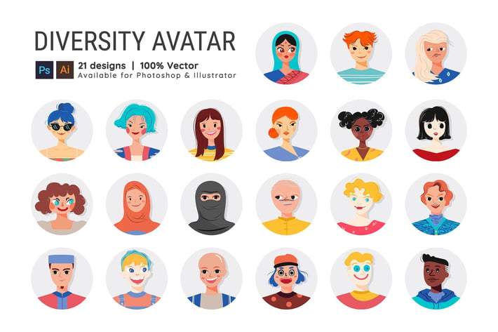 Diversity Avatar Illustrations Pack