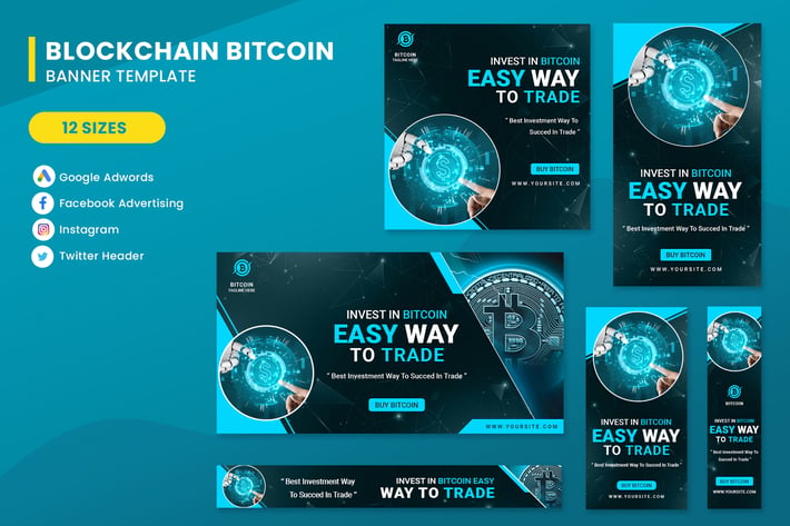 Crypto Currency Banner Ads Set Template