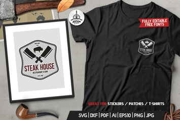 Steak House Logo Design TShirt. Retro Vector SVG