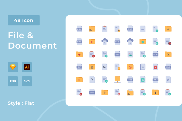 File And Document Flat Style Icon Pack