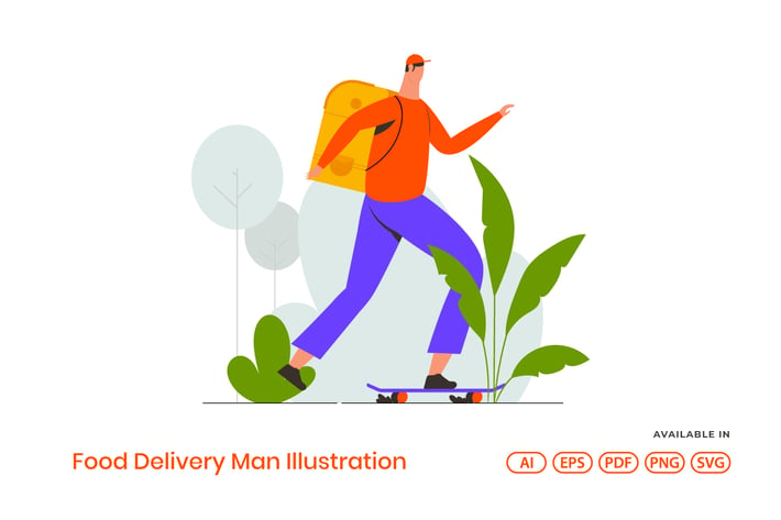 Food Delivery Man Illustration