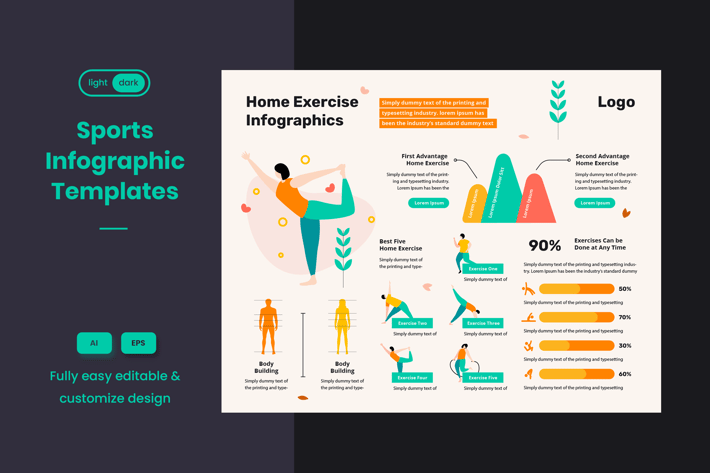 Sport Infographic Template: Yoga & Home Exercises