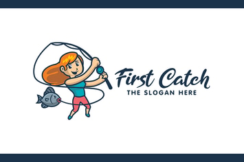 Cartoon Fishing Mascot Logo
