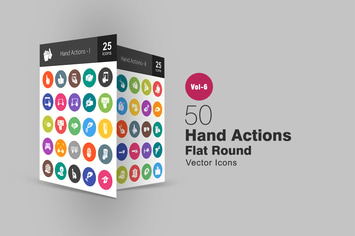 50 Hand Actions Glyph Multicolor BG  Icons