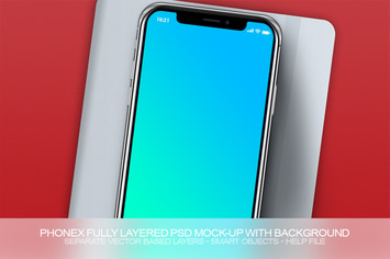 PhoneX Layered PSD Mock-Up with Background