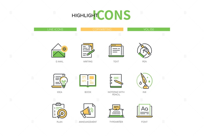 Copywriting - Modern Line Design Style Icons Set
