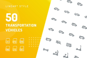 Transportation Vehicles Line Icons