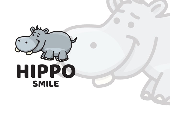 Hippo Smile Cute Logo Template