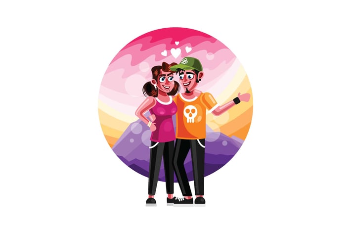 Couple in Love Illustration Character Illustration