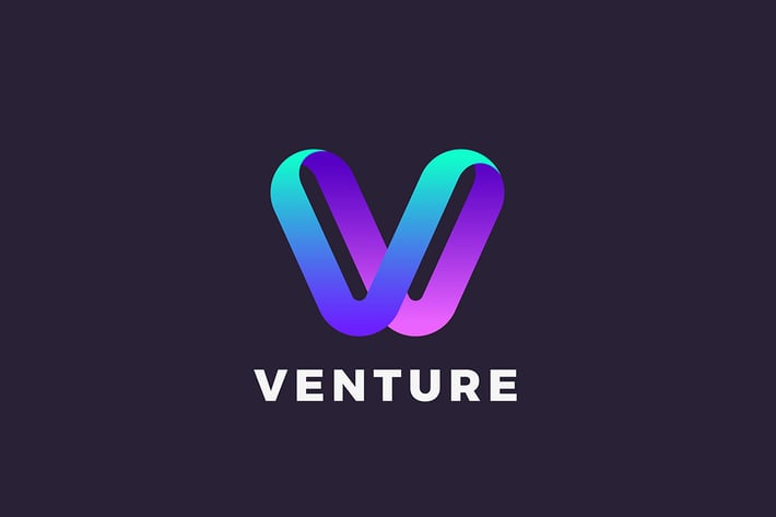 Letter V Logo design 3D Ribbon style