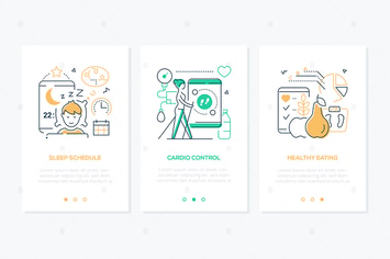 Health Mobile App - line design style web banners