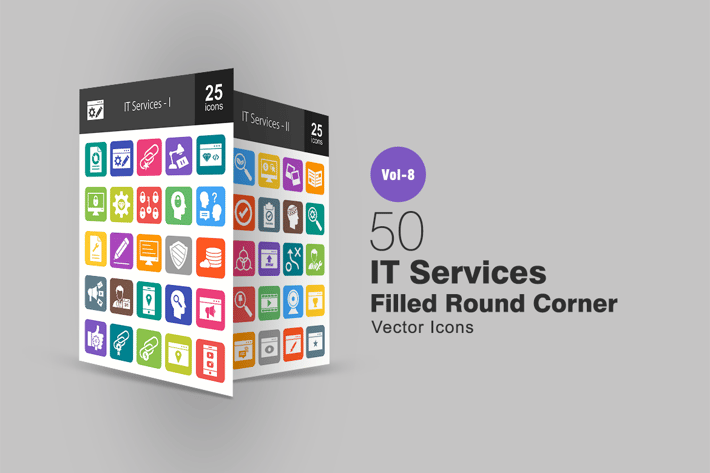 50 IT Services Filled Round Corner Icons