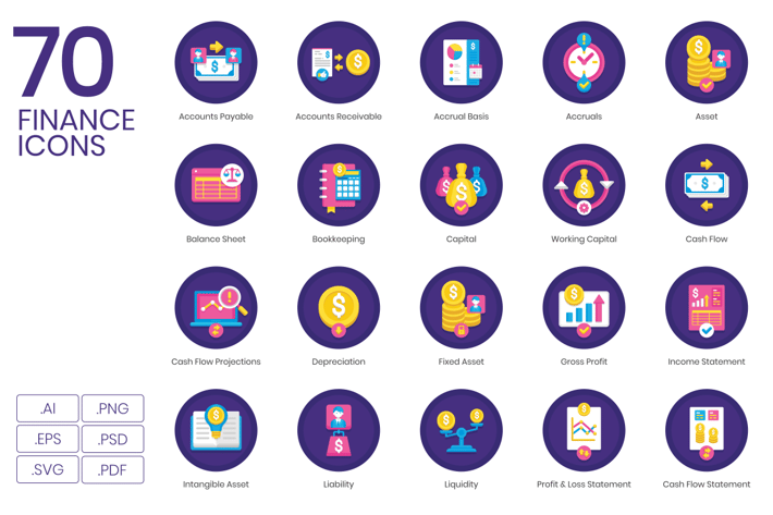 70 Finance Flat Icons