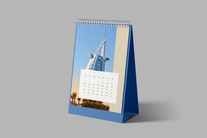 Portrait Desk Calendar Mockup