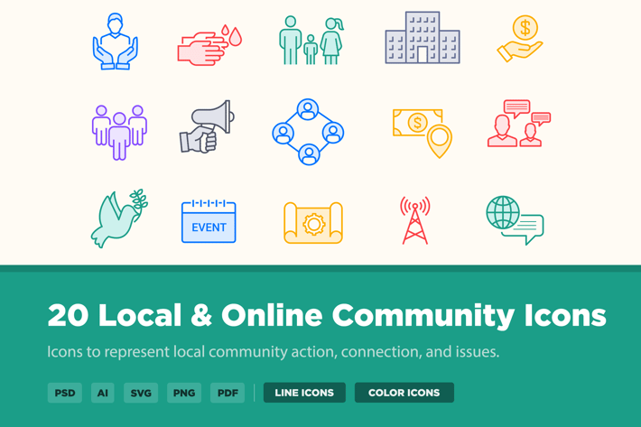 20 Local & Online Community Icons
