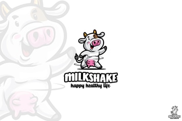 Cow Milkshake Cartoon Mascot Logo