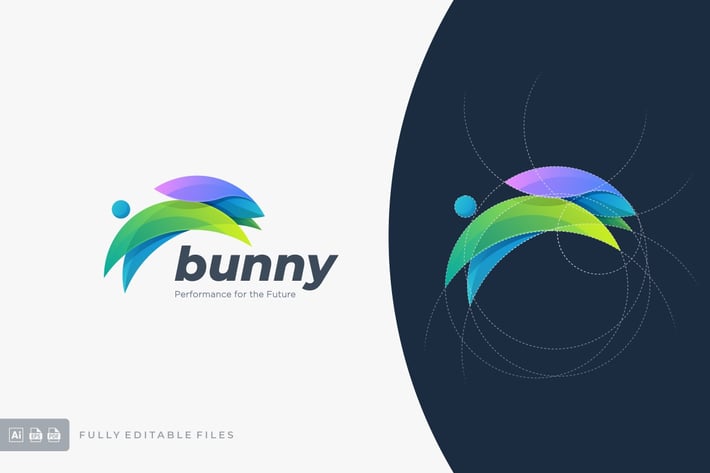 Bunny Colorful Grid Logo Template