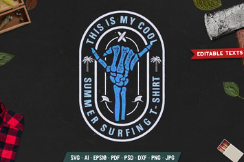 Retro Surf Badge / Vintage Summer Travel Logo SVG