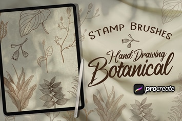 Hand Drawing Botanical Brush Stamp