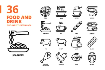 Food Outline Style Icon Set