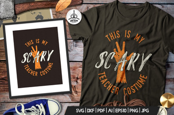 Halloween Scary Costume Print T-Shirt, Retro Badge