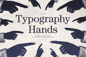 Vintage Typography Hands Illustrations