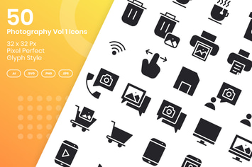 50 Photograhpy Icons Set Vol 1 - Glyph