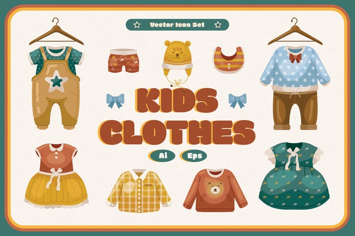 Kids Clothes Icon Illustration