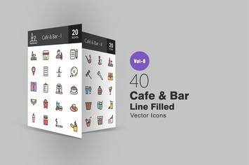 40 Cafe & Bar Line Filled Icons